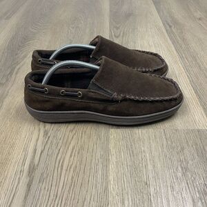 Clarks Shoes Mens Size 10M Brown Suede Moccasin Loafer Indoor Outdoor Slippers